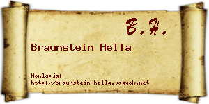 Braunstein Hella névjegykártya